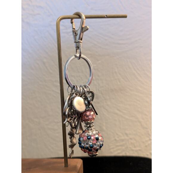 Hippie Heart Multi-Charm Silver Tone Keychain - Picture 1 of 5